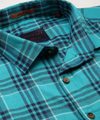 Men Green Checked Casual Shirt-ALMACHECKS-79-Green