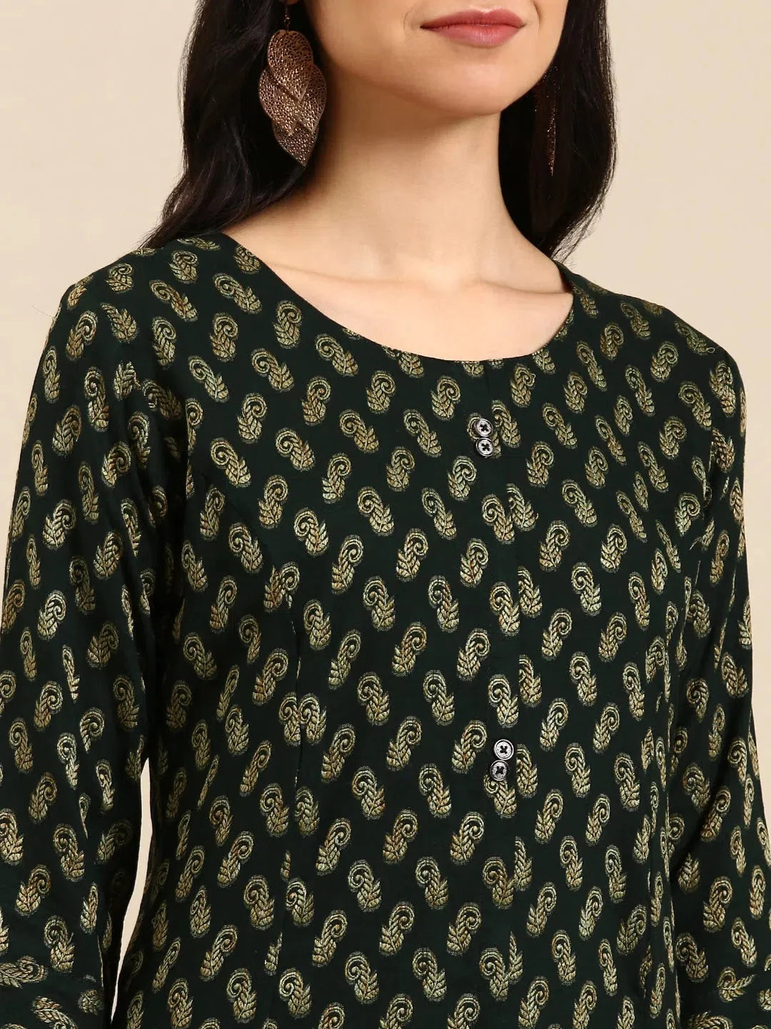 Green Cotton Kurta for Women - Solid Indian Kurta Designs