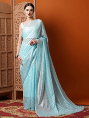 Women's Art Cream Printed Designer Saree With Blouse Piece-22KAVI2202