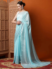 Women's Art Cream Printed Designer Saree With Blouse Piece-22KAVI2202