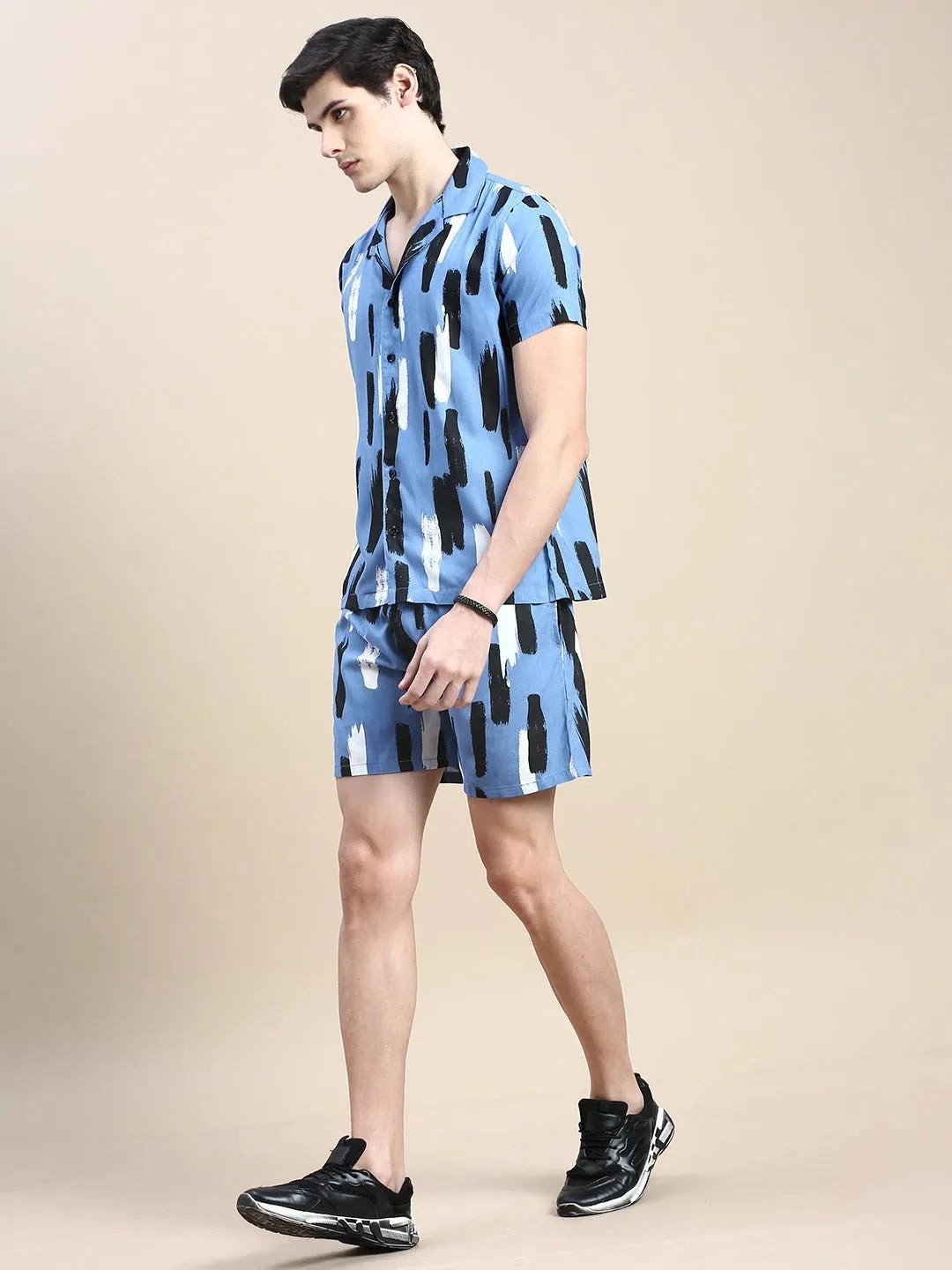 Blue Printed Mens Two Piece Sets | Casual Co ord Sets for Men