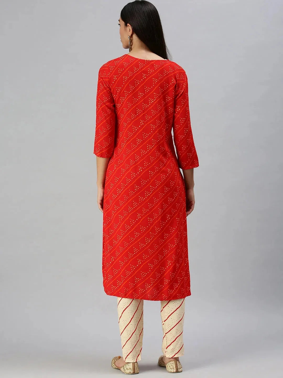 Red Bandhini Print Women's Kurta Set | Indian Kurta Sets