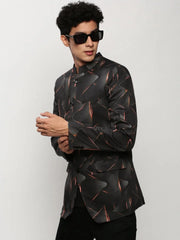 Men Black Printed Casual Blazers-SOBLZ-083-4-Black