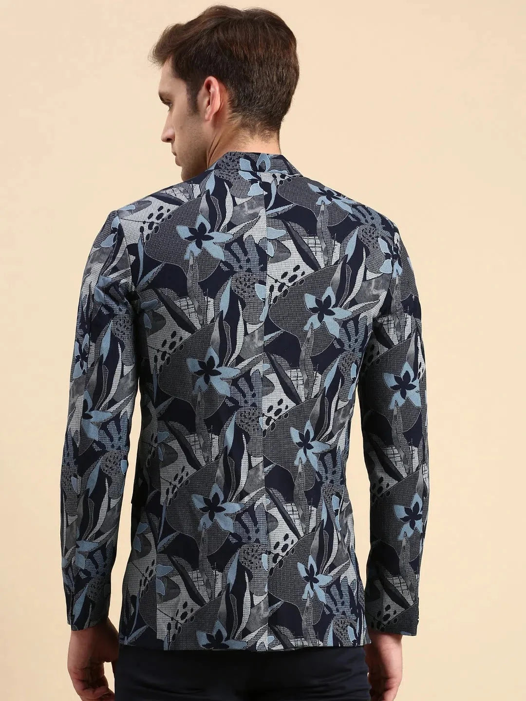 Navy Printed Blazer | Modi Jacket Style | Men's Ethnic Wear
