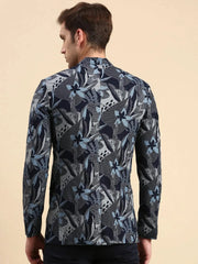 Men Navy Printed Party Blazer-SOBLZ-79-20-Navyblue
