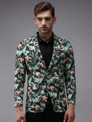 Men Grey Printed Blazer-SOBLZ-259-Grey