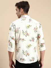 Men Cream Printed Casual Shirt-GURJANPRINT-5409-Cream