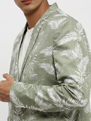 Men Green Printed Blazer-SOBLZ-84-1-Seagreen