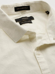 Men Cream Solid Casual Shirt-LARALILEN-3133-Cream