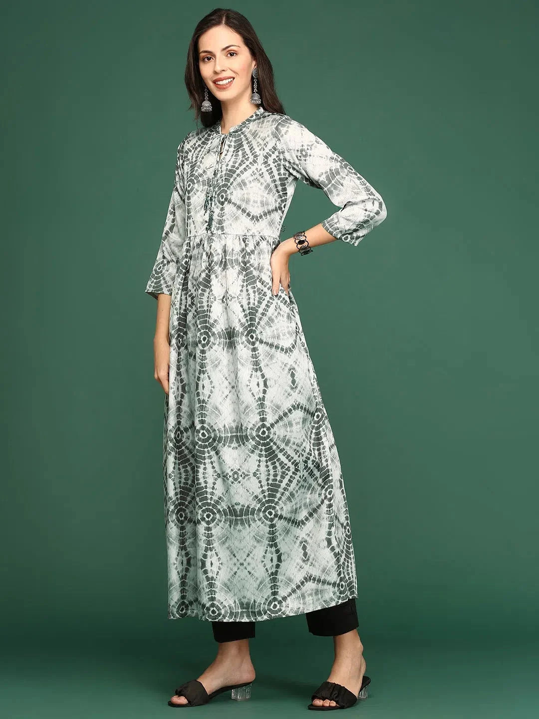 Silver Tie Dye Anarkali Kurti | Anarkali Suits for Women Online