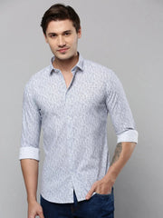 Men White Printed Casual Shirt-ZEPHYRPRINTS-2027-White