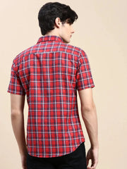 Men Red Checked Casual Shirt-ALMACHECKS-82-Redmulti