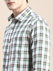 Men White Checked Casual Shirt-ALBACHECKS-73-White