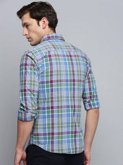Men Blue Checked Casual Shirt-SOMNIUMCHECKS-2015-Blue
