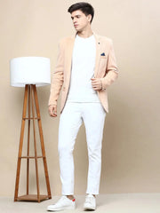Men Peach Solid Casual Blazers-AR-43-Peach