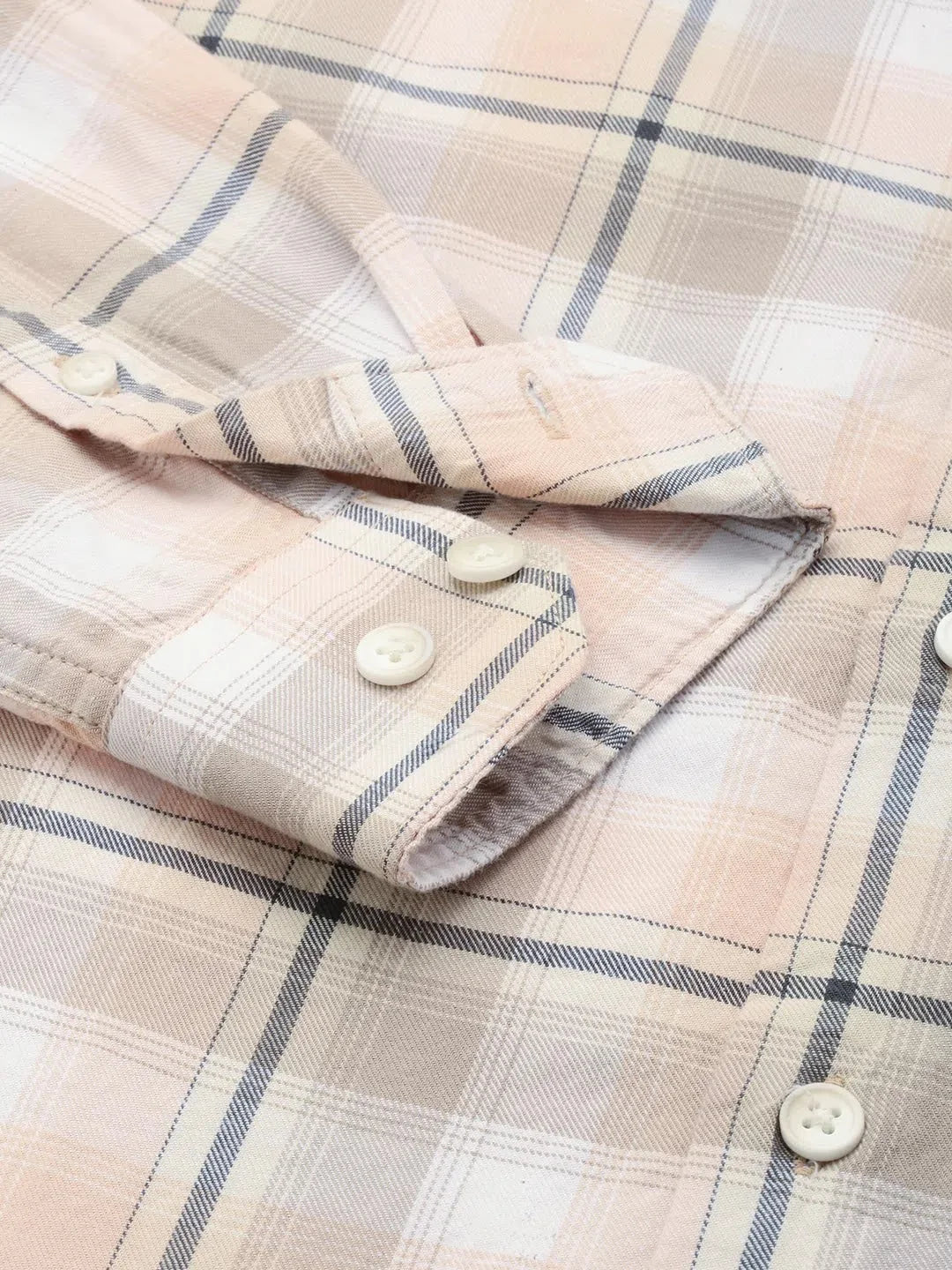 Men's Beige Checked Casual Cotton Shirt - DesiQlo Mens Shirt