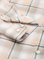 Men Beige Checked Casual Shirt-TIGER-0379-Beige