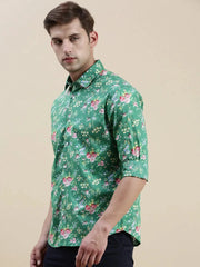 Men Green Floral Casual Shirt-STANLEY-1441-Green