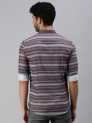 Men Mauve Striped Casual Shirt-RYANSTRIPE-1075-Mauve