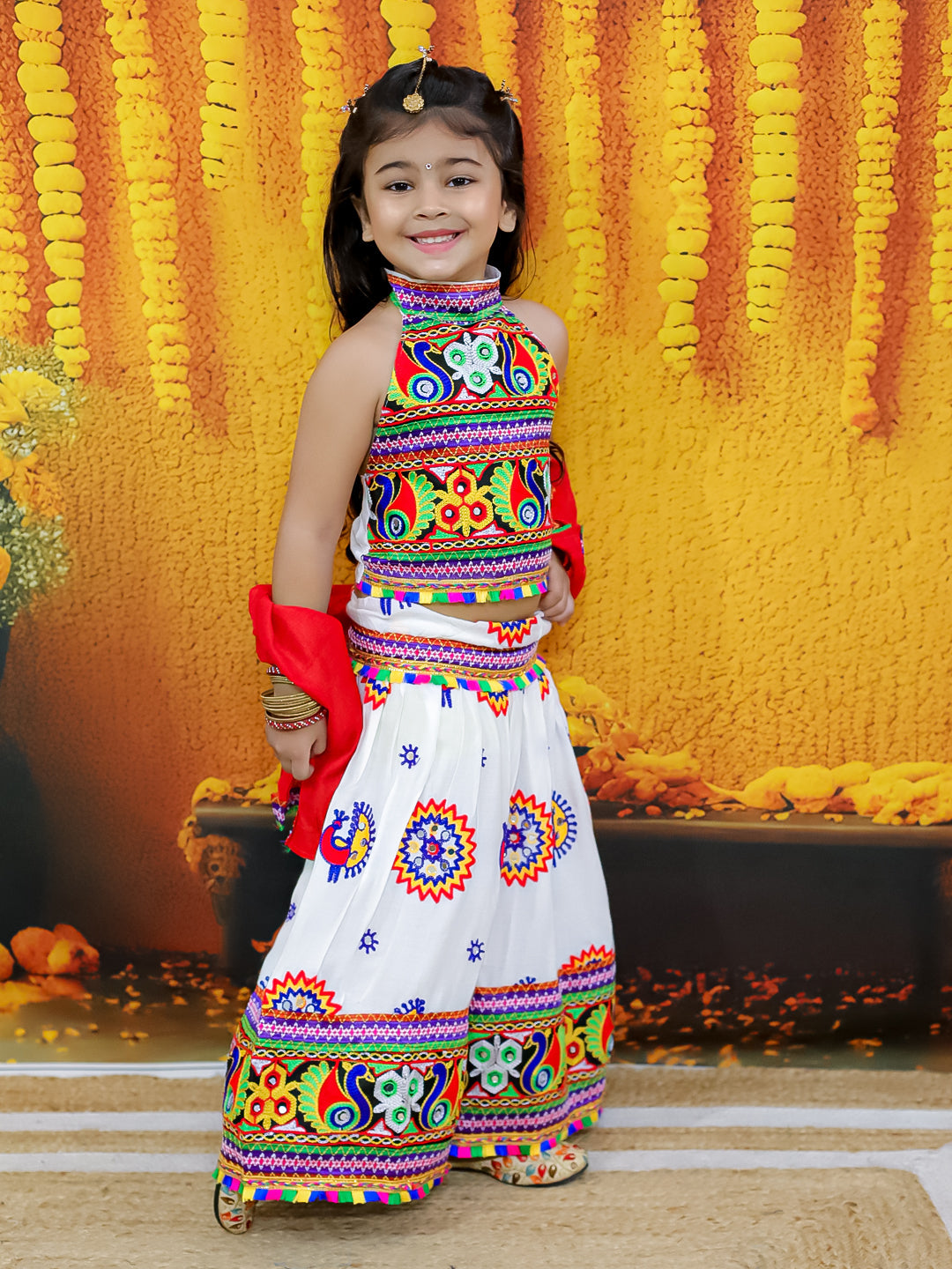 Lehenga Choli Set for Girls - White | BN24LC52WHA | DesiQlo