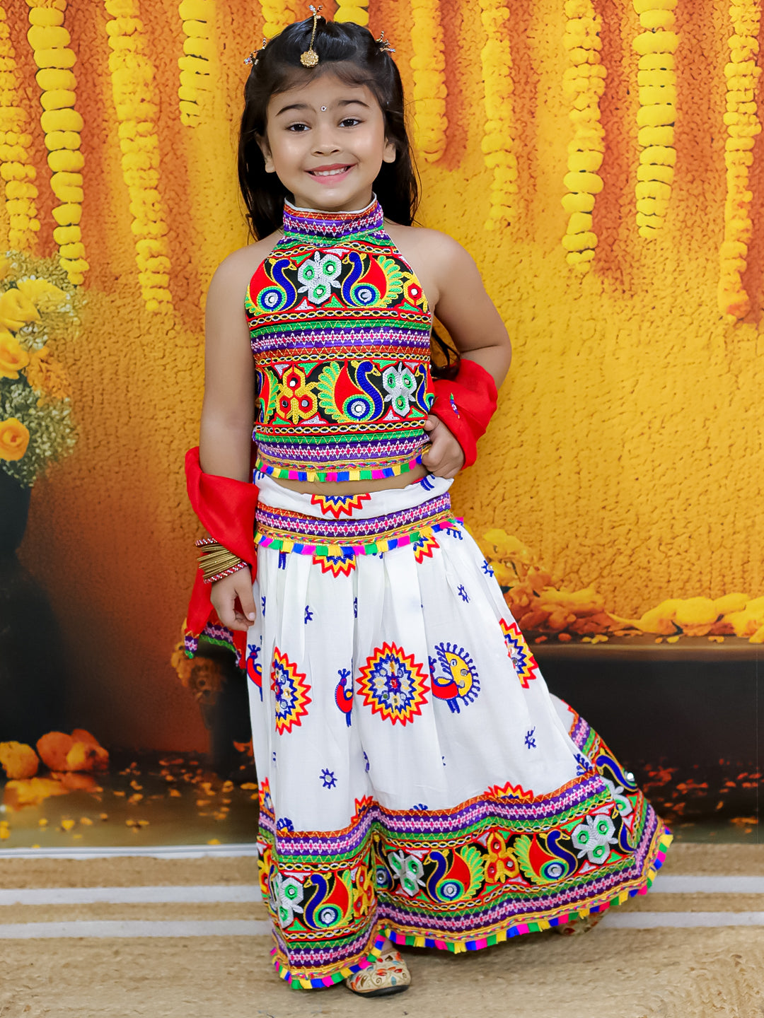 Lehenga Choli Set for Girls - White | BN24LC52WHA | DesiQlo