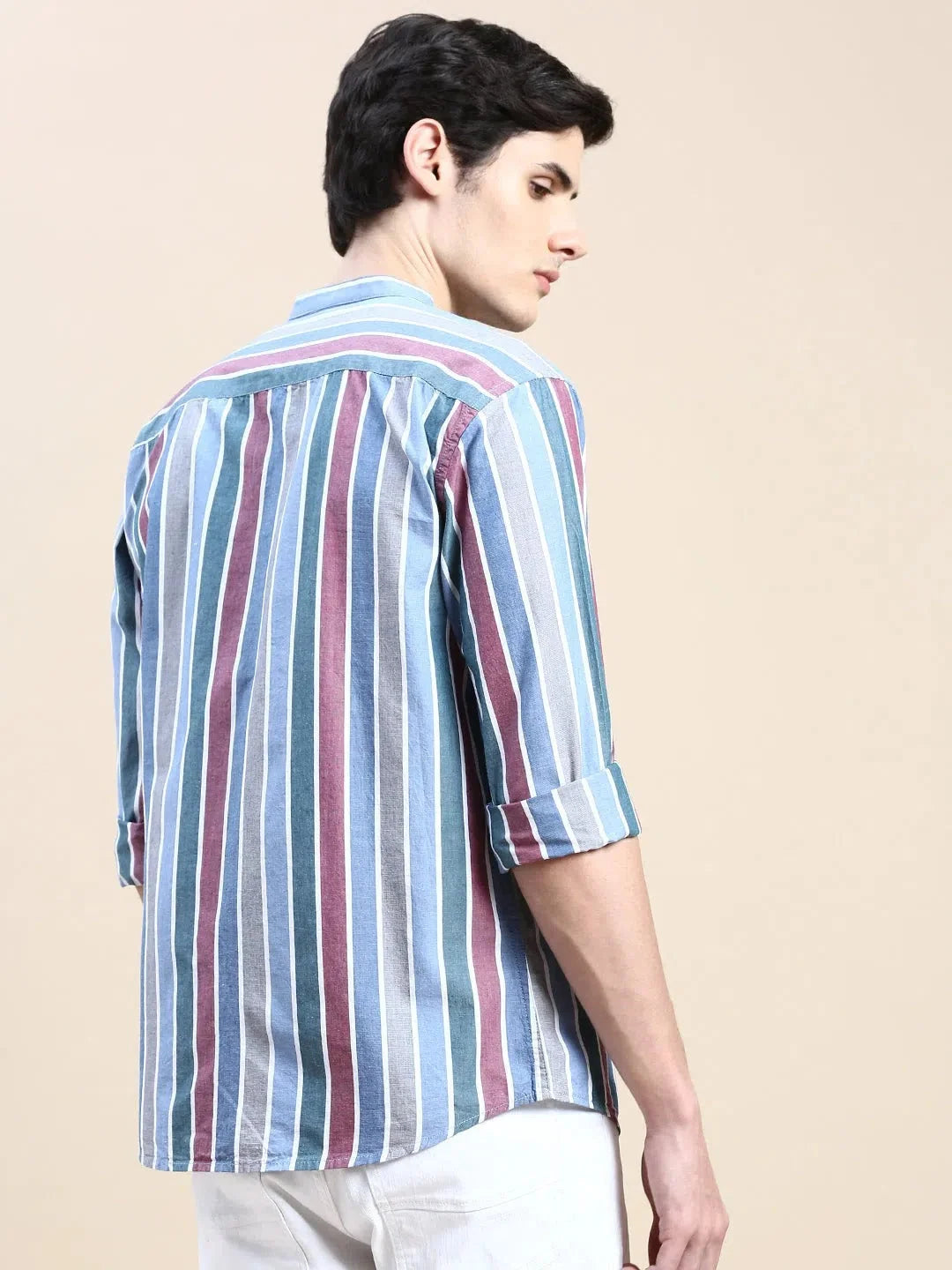DesiQlo Men's Blue Striped Cotton Shirt | Casual Style