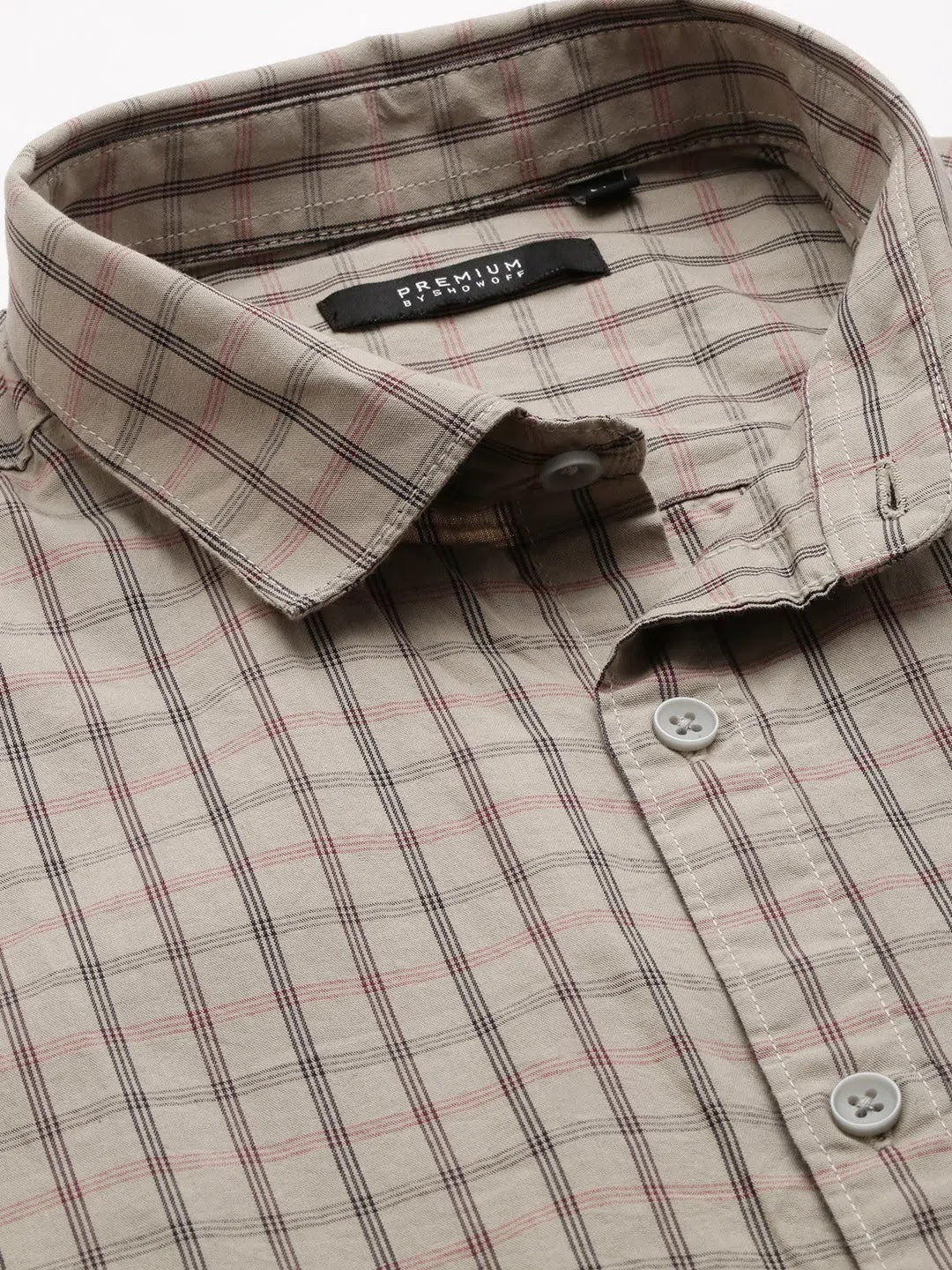 Beige Checked Cotton Mens Shirt - Stylish Casual Shirts