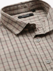 Men Beige Checked Casual Shirt-QUERENCIACHECKS-3359-Beige