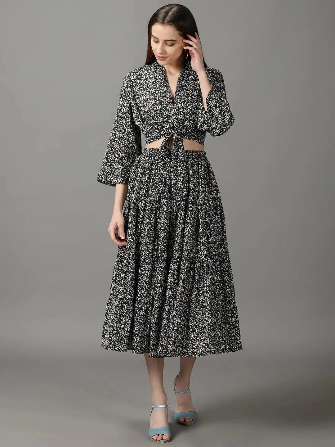 Black Printed Co ord Set for Women | Two Piece Sets