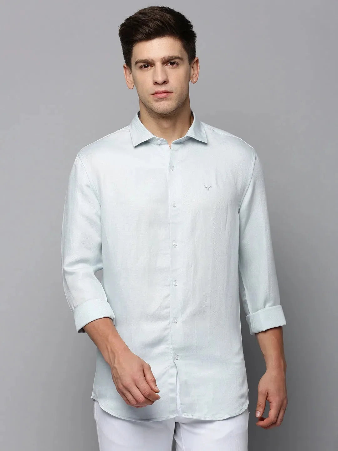 Blue Solid Mens Shirt - DesiQlo Cotton Casual Shirt