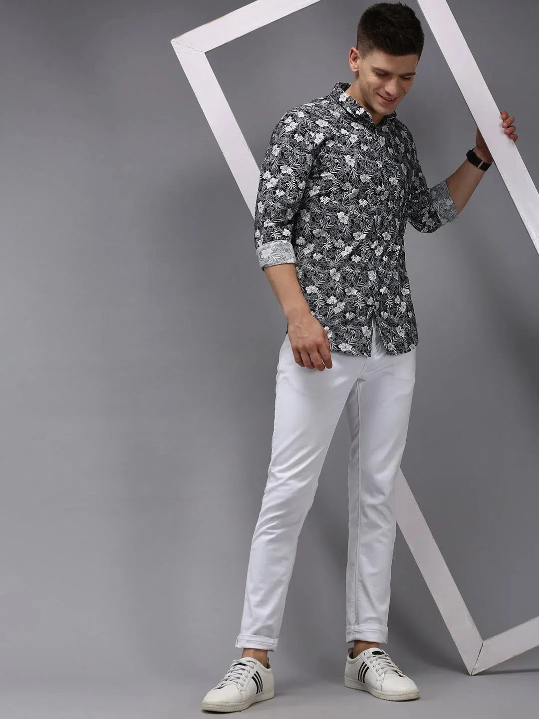 Blue Printed Cotton Mens Shirt | DesiQlo Casual Printed Shirt