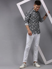 Men Blue Printed Casual Shirt-JHONOPRINT-1482-Navyblue