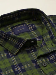 Men Green Checked Casual Shirt-DALTONCHECKS-4103-Green