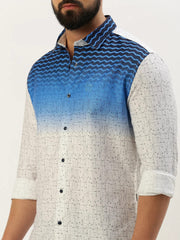 Men White Printed Casual Shirt-QUINN-3608-White