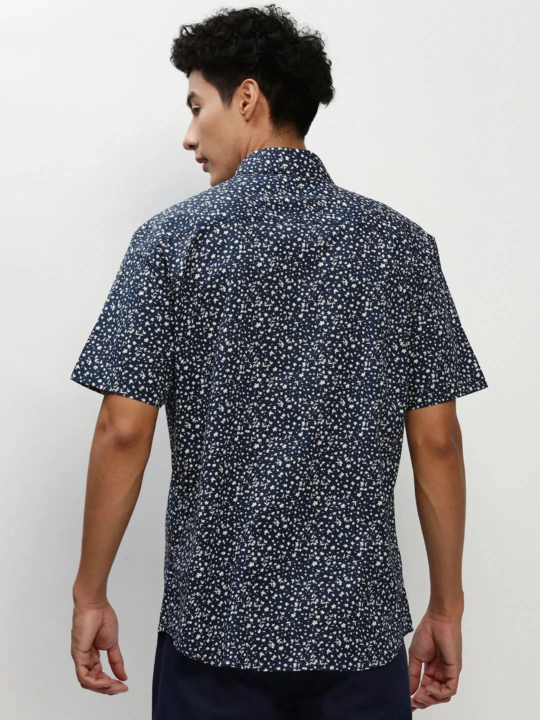Trending Navy Printed Mens Shirt - Cotton Casual Shirt | DesiQlo
