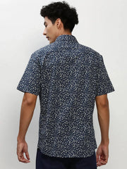 Men Navy Printed Casual Casual Shirts-JUPITERPRINT-1801-Navyblue