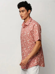 Men Peach Floral Casual Casual Shirts-JUPITERPRINT-1795-Peach