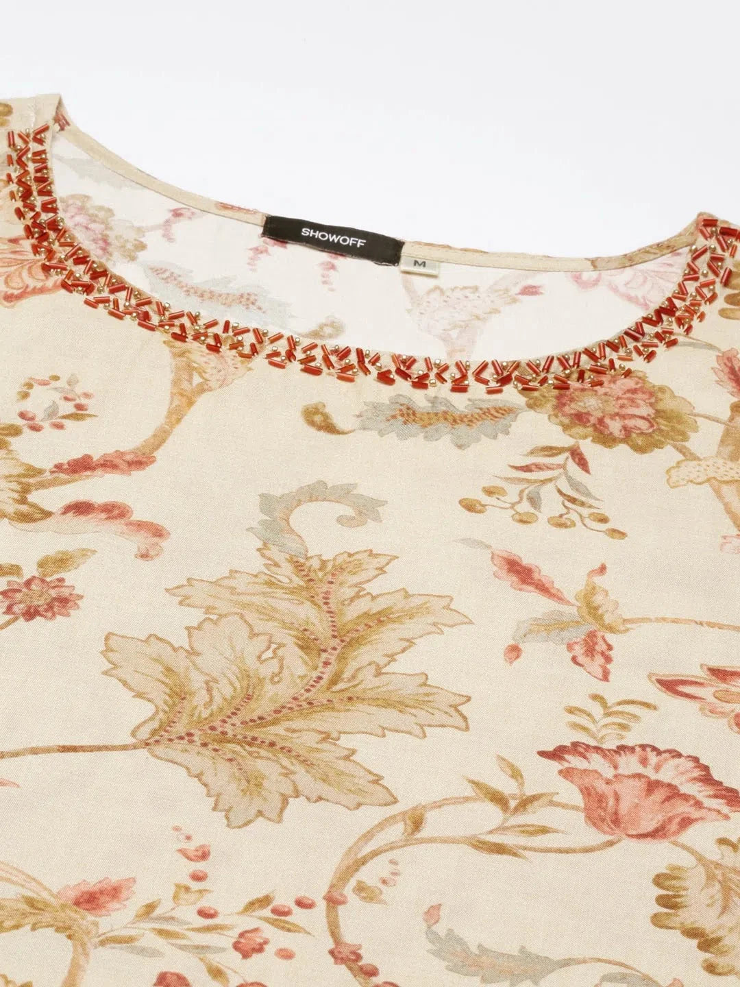 Beige Floral Kurta Set for Women | Indian Kurta Set with Dupatta