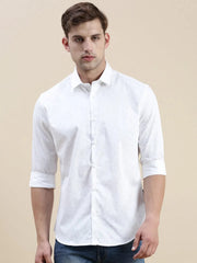 Men White Geometrical Casual Shirt-STANLEY-9858-White