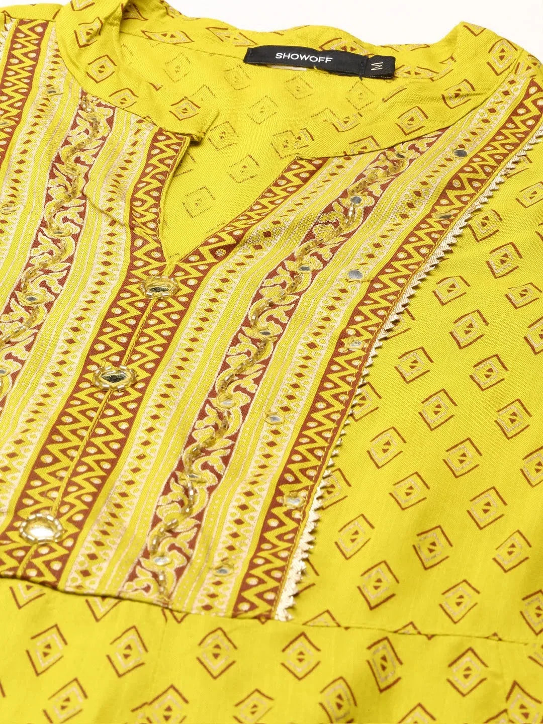 Lime Green Embroidered Kurti | Cotton Indian Kurtas Online