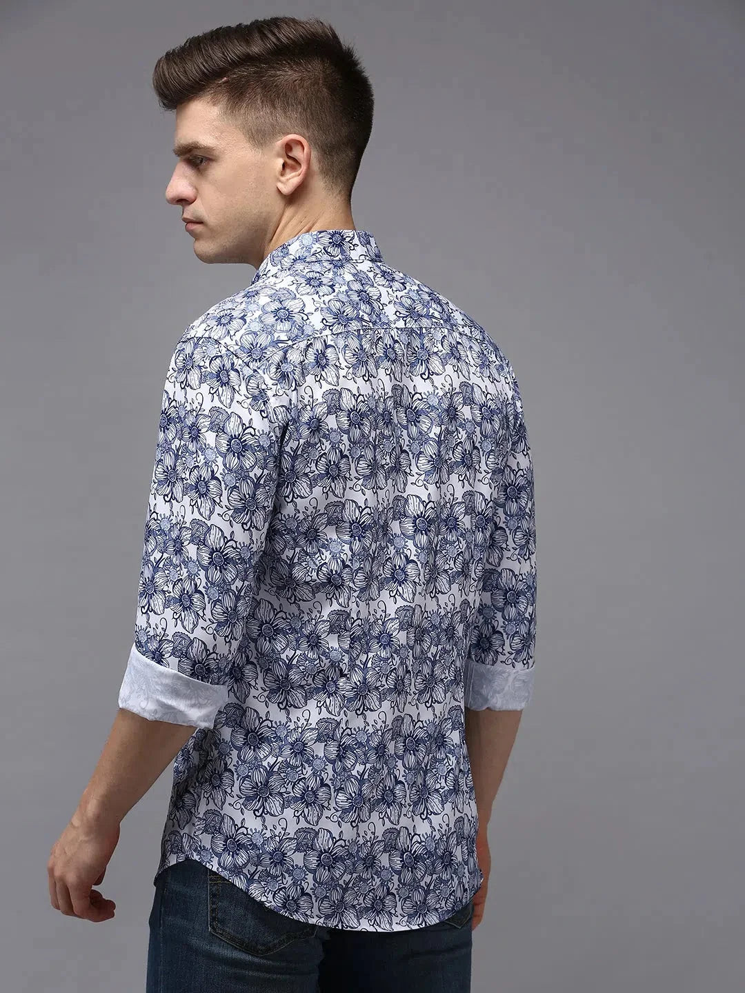 Vibrant White Printed Mens Shirt - DesiQlo Cotton Casual Shirt