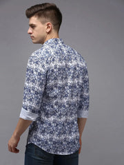 Men White Printed Casual Shirt-KELVENPRINT-1401-White