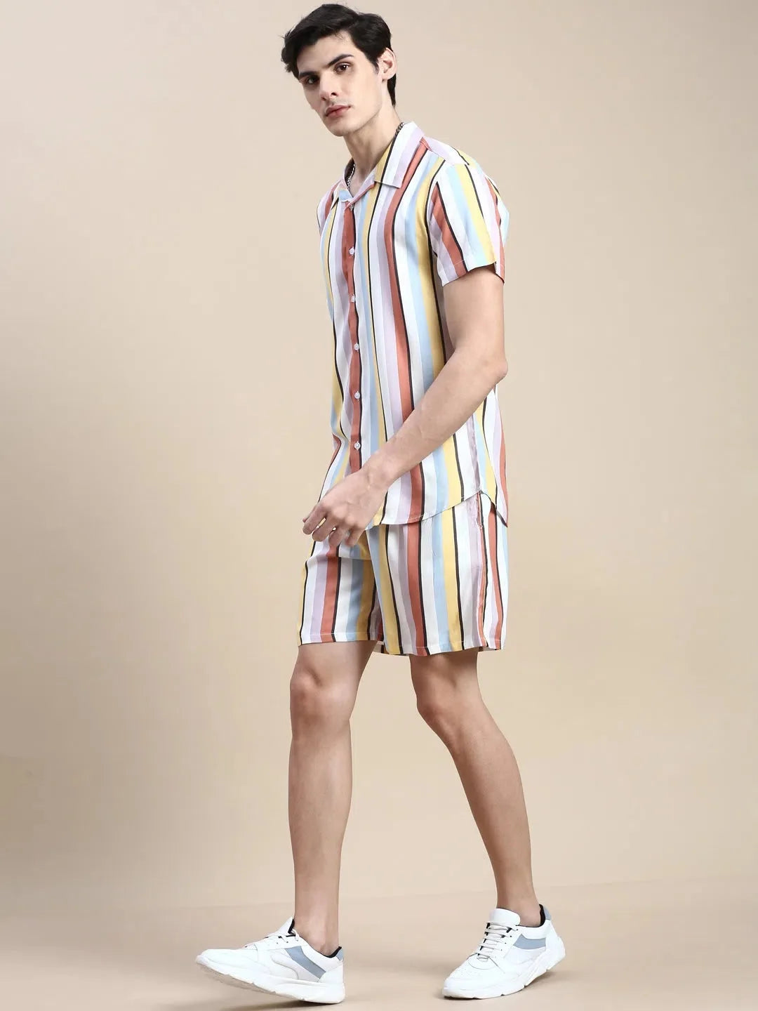 Men's Multi Striped Casual Co ord Set | Mens Two Piece Sets