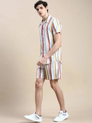 Men Multi Striped Casual Co ord Set-AM-92-4-Multi