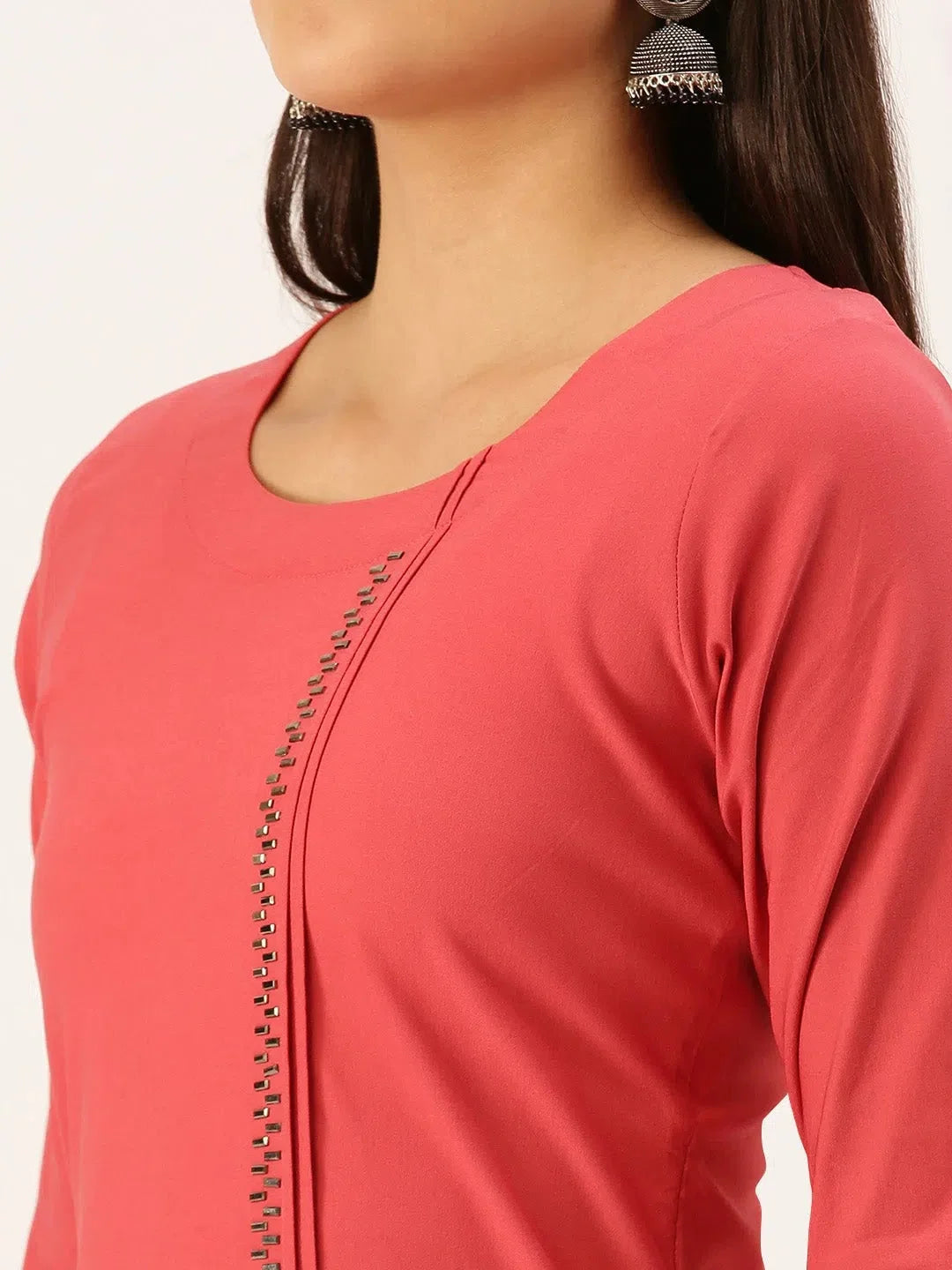 Red Embellished Kurta | Cotton Indian Kurta Ladies Online