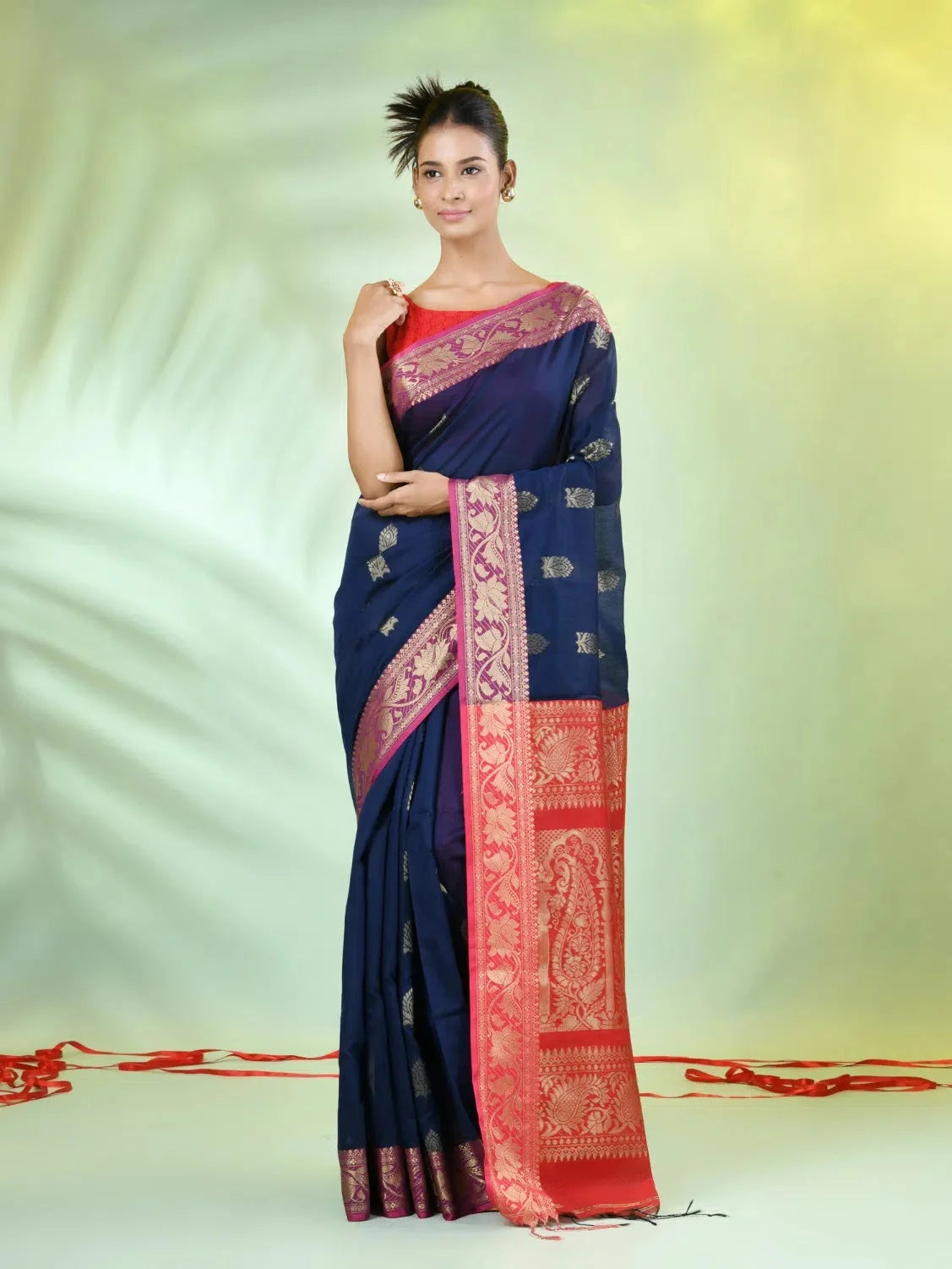 Navy Blue Cotton Saree | Designer Sarees India