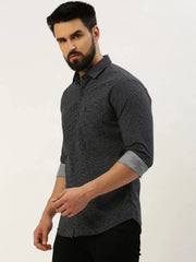 Men Navy Printed Casual Shirt-STAPLEPRINTS-0497-Navyblue