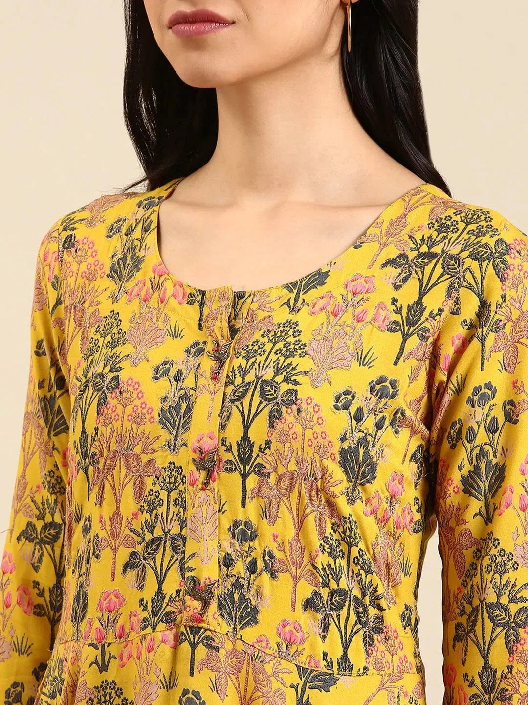 Yellow Embellished Anarkali Kurta | Women's Anarkali Gown