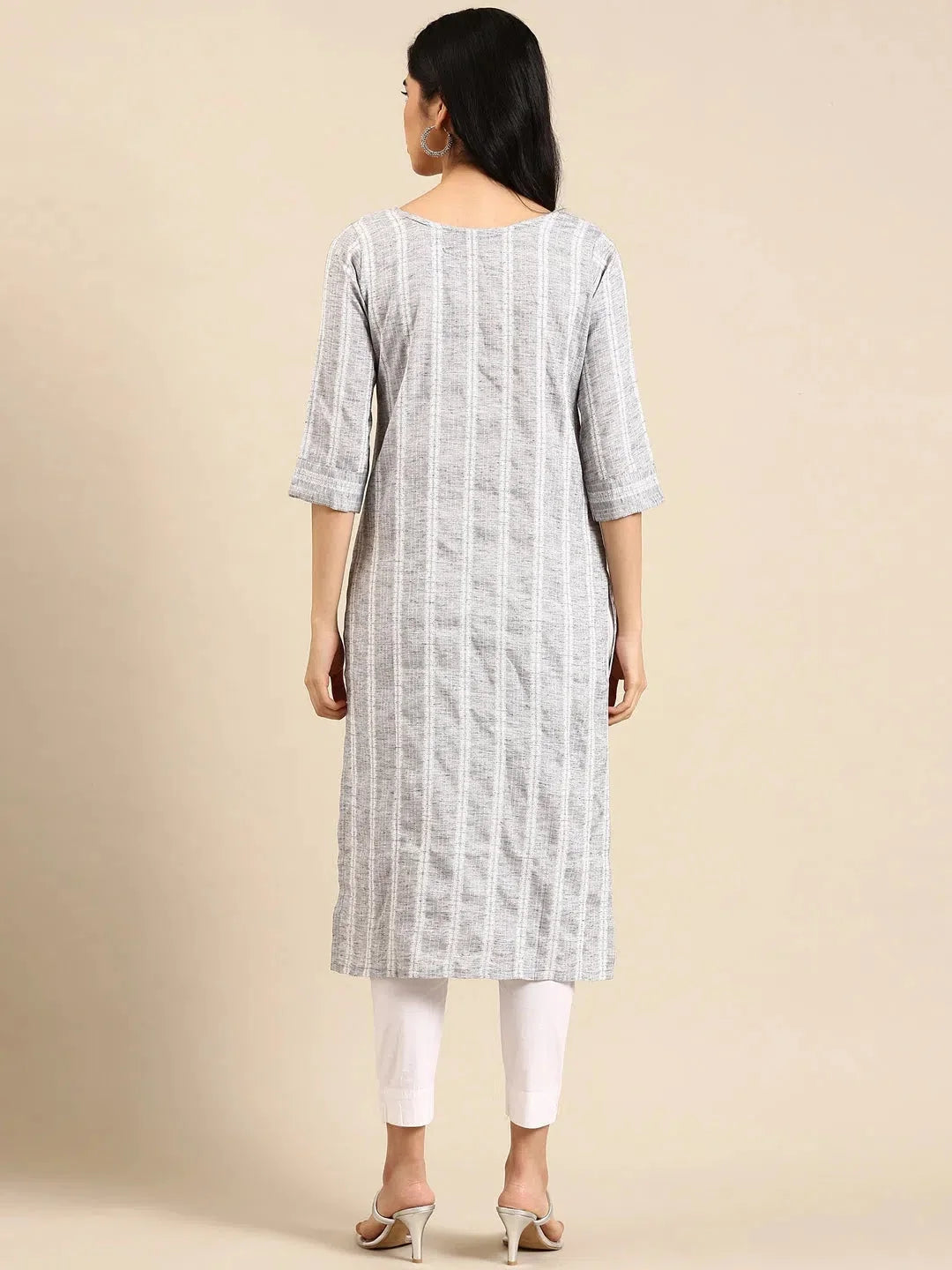 Grey Solid Kurta: Women's Cotton Indian Kurta Design