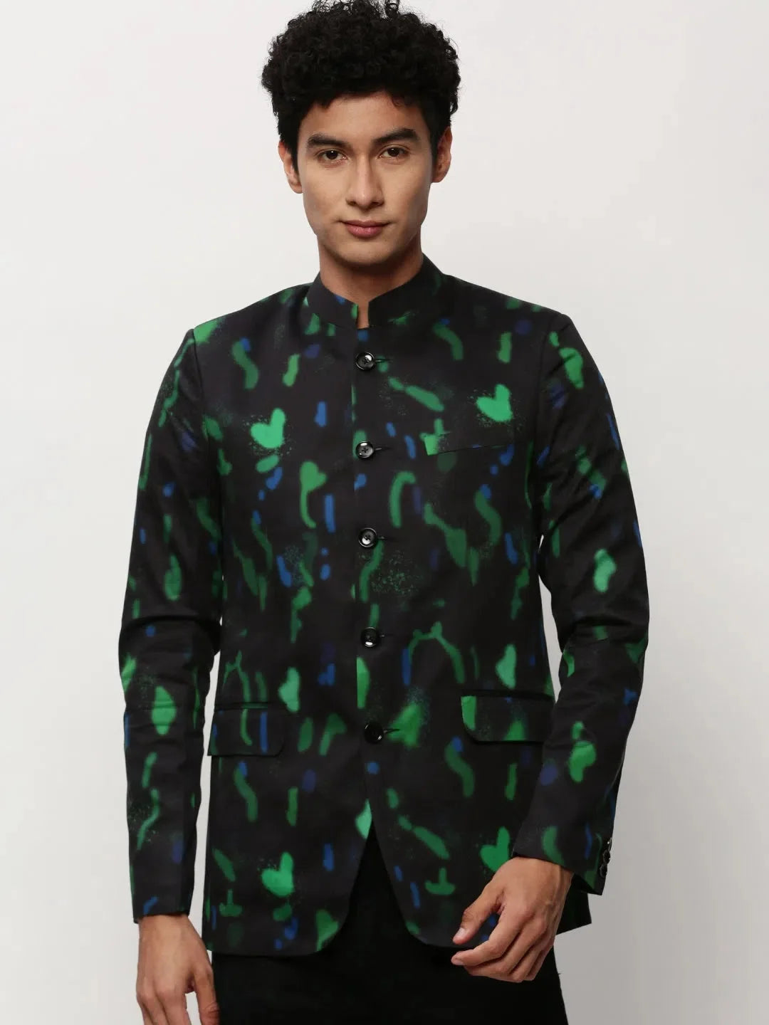Black Printed Casual Blazer | Ethnic Nehru Jackets for Men